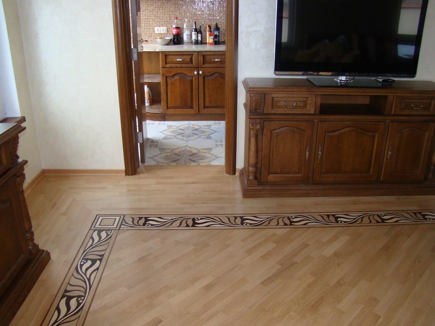 Beautiful living room with oak solid wood flooring